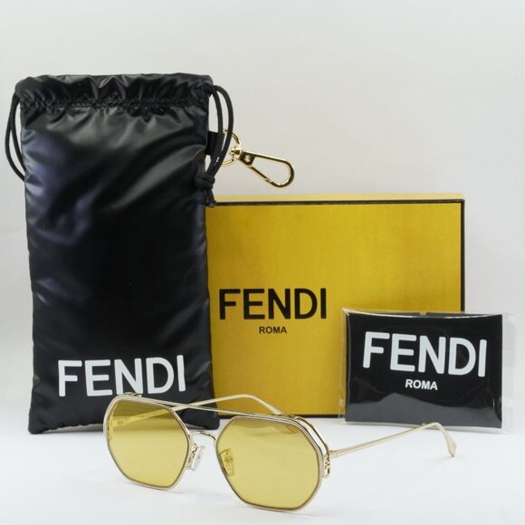 Fendi FE40039U 10L Geometric Sunglasses - Gold/Yellow Mirror main image 12